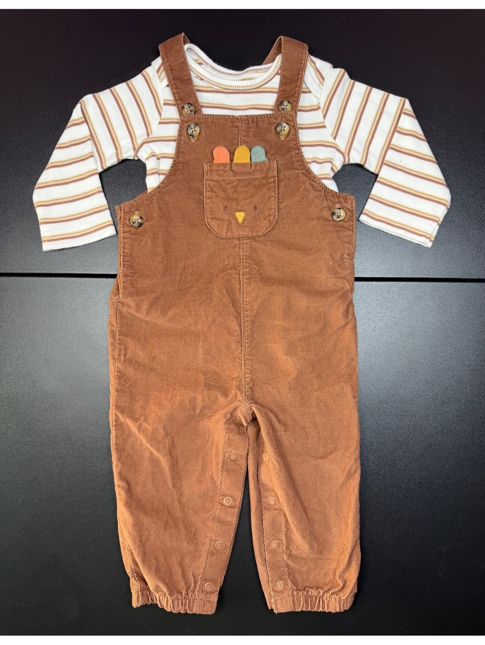 Carter’s Just One You 12M Turkey Corduroy Overalls Shirt Set Thanksgiving